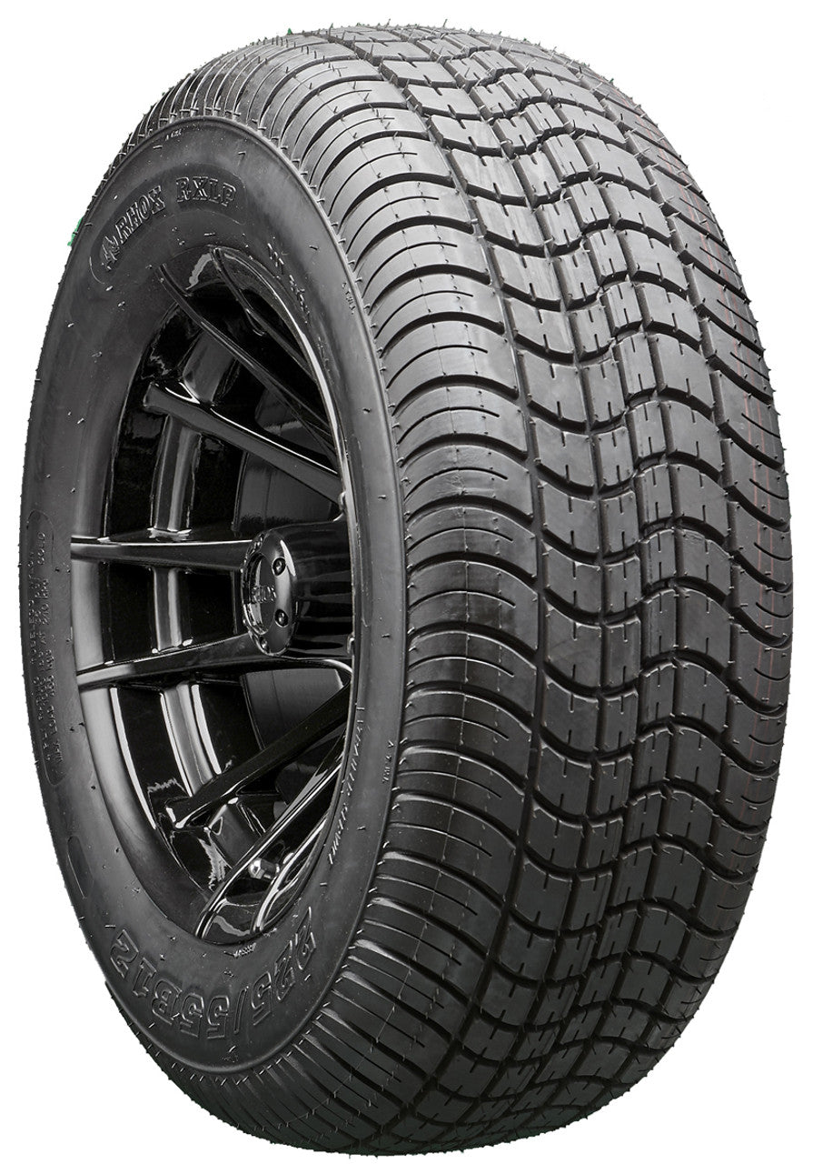 12" RHOX RX104 Black Wheels and LowPro Tires Combo