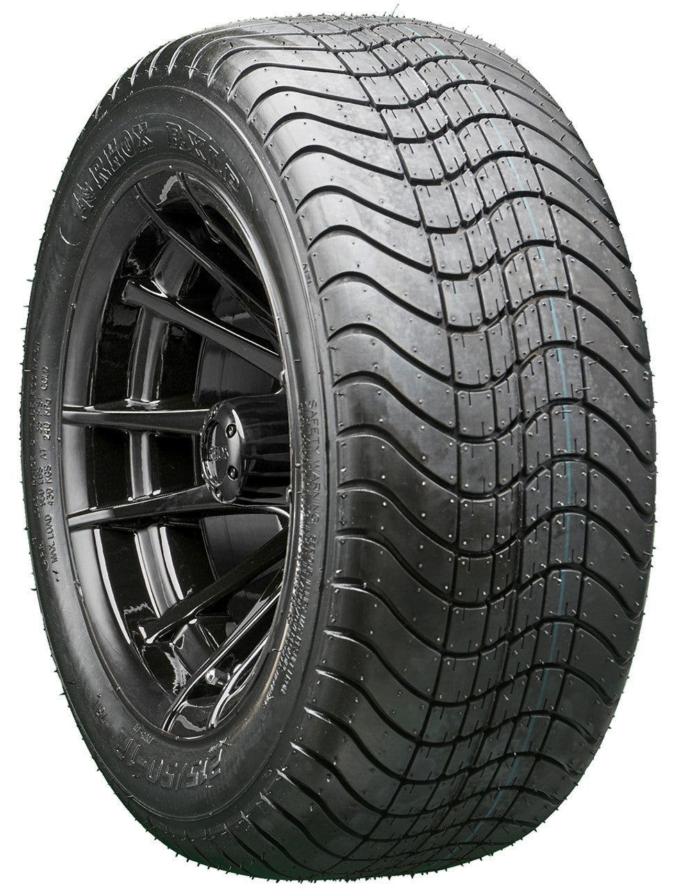 12" RHOX RX104 Black Wheels and LowPro Tires Combo