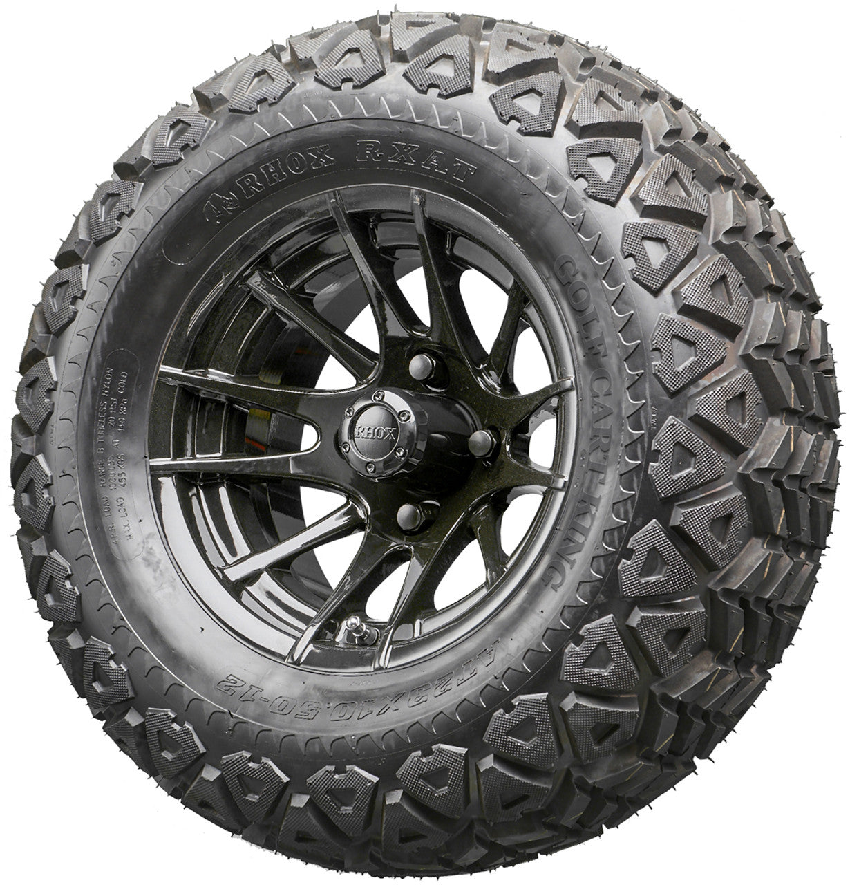 Golf Cart Wheels and Tires - RHOX RX104 Black 12" - All-Terrain