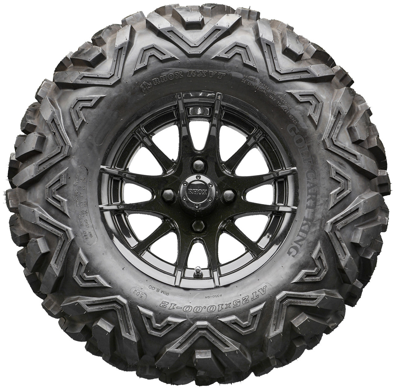 Golf Cart Wheels and Tires - RHOX RX104 Black 12" - All-Terrain