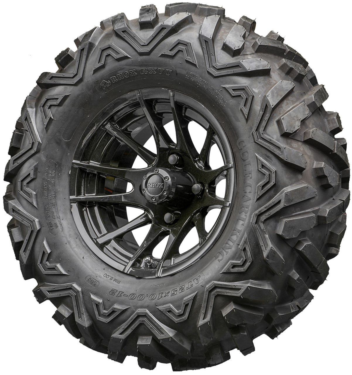 Golf Cart Wheels and Tires - RHOX RX104 Black 12" - All-Terrain