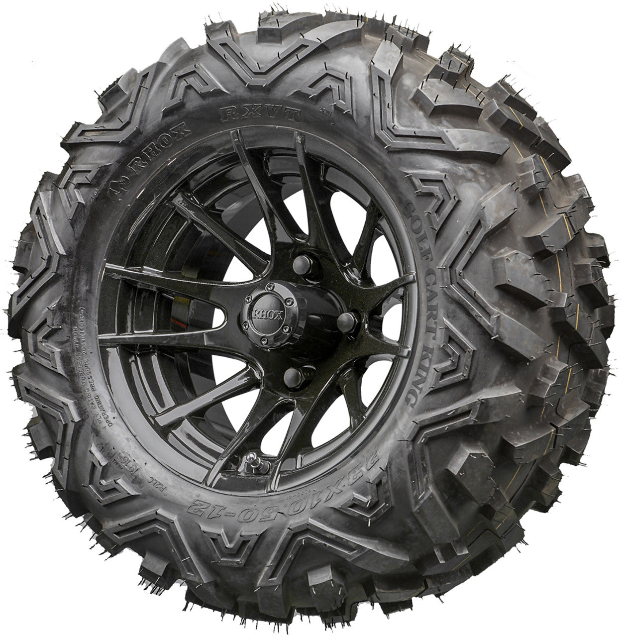 Golf Cart Wheels and Tires - RHOX RX104 Black 12" - All-Terrain
