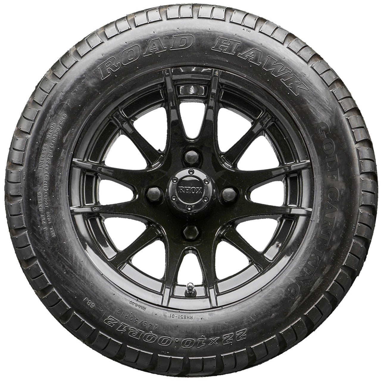 Golf Cart Wheels and Tires - RHOX RX104 Black 12" - All-Terrain