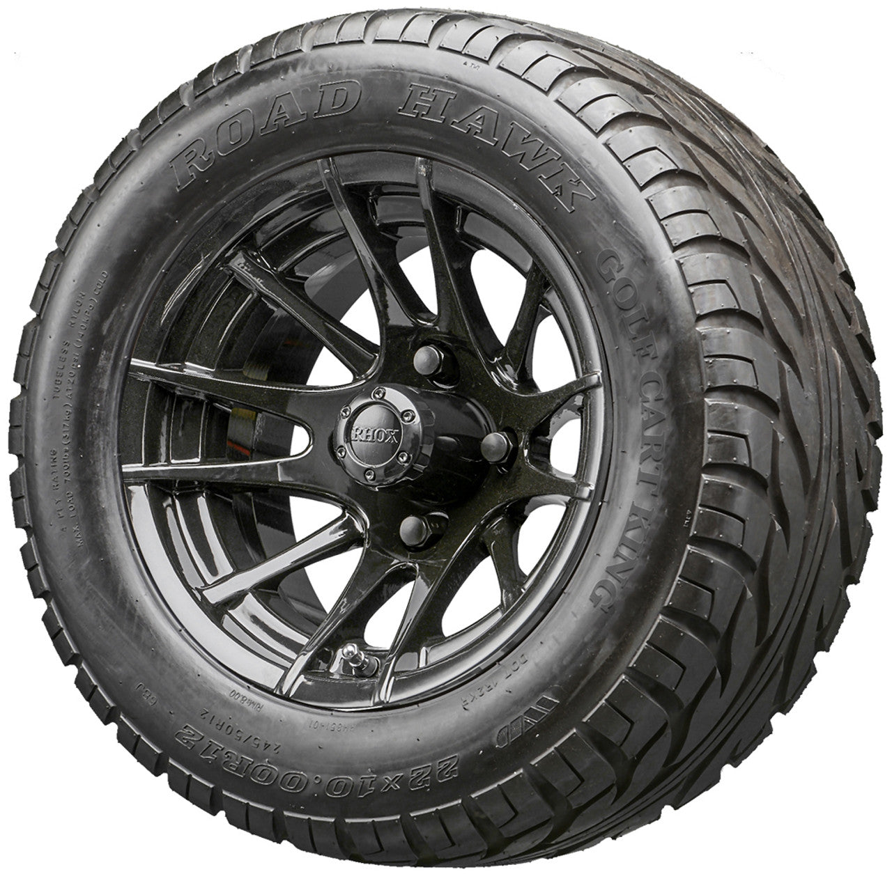 Golf Cart Wheels and Tires - RHOX RX104 Black 12" - All-Terrain