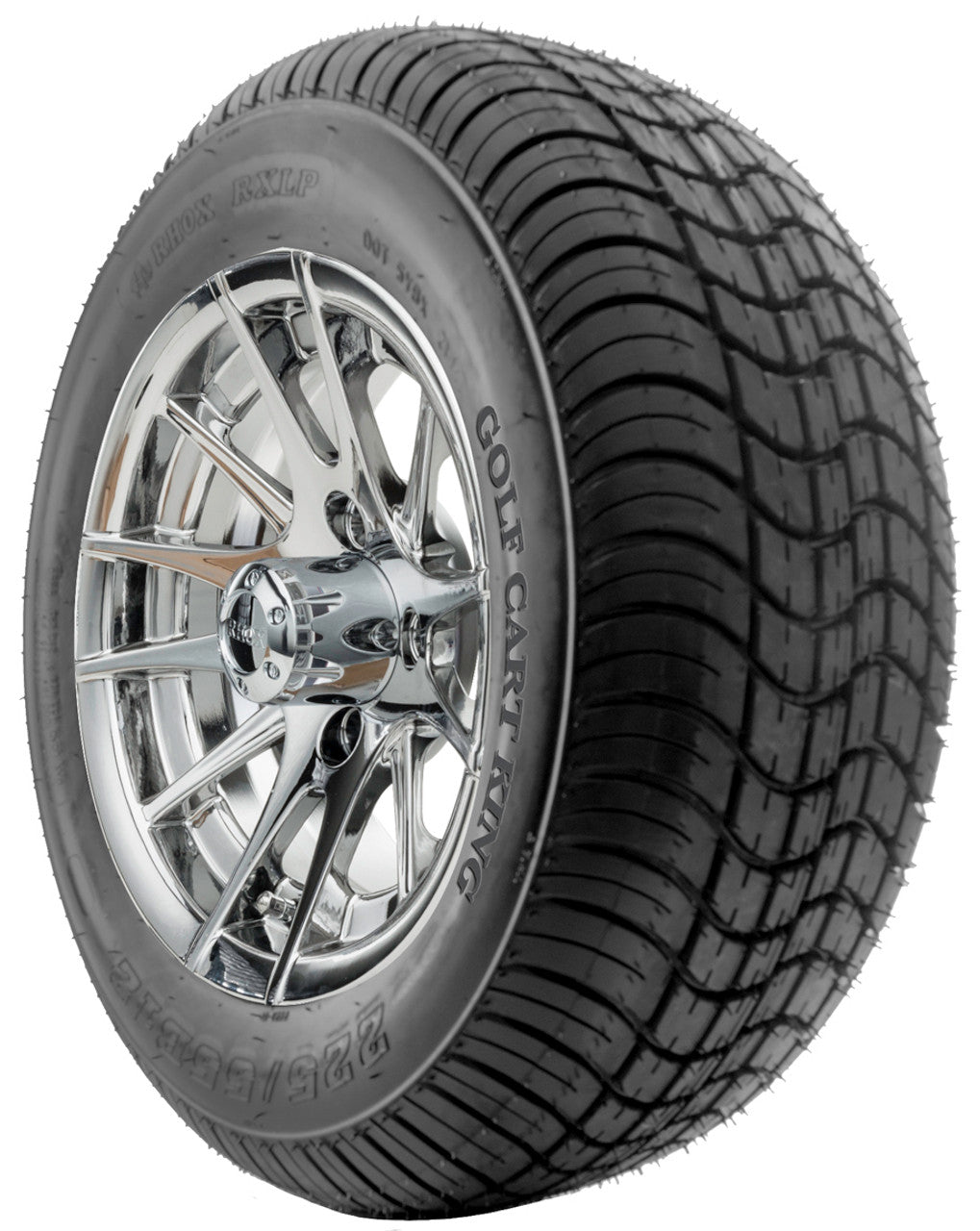 12" RHOX RX107 Chrome Wheels  ET-0 and LowPro Tires Combo