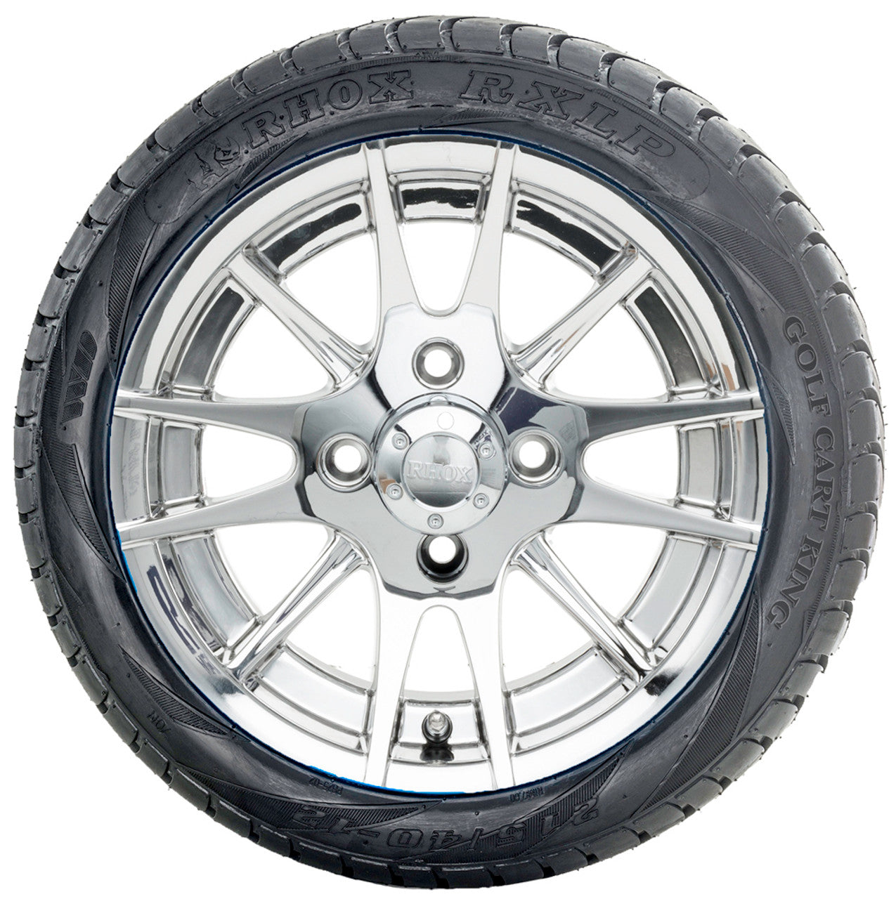 12" RHOX RX107 Chrome Wheels  ET-0 and LowPro Tires Combo