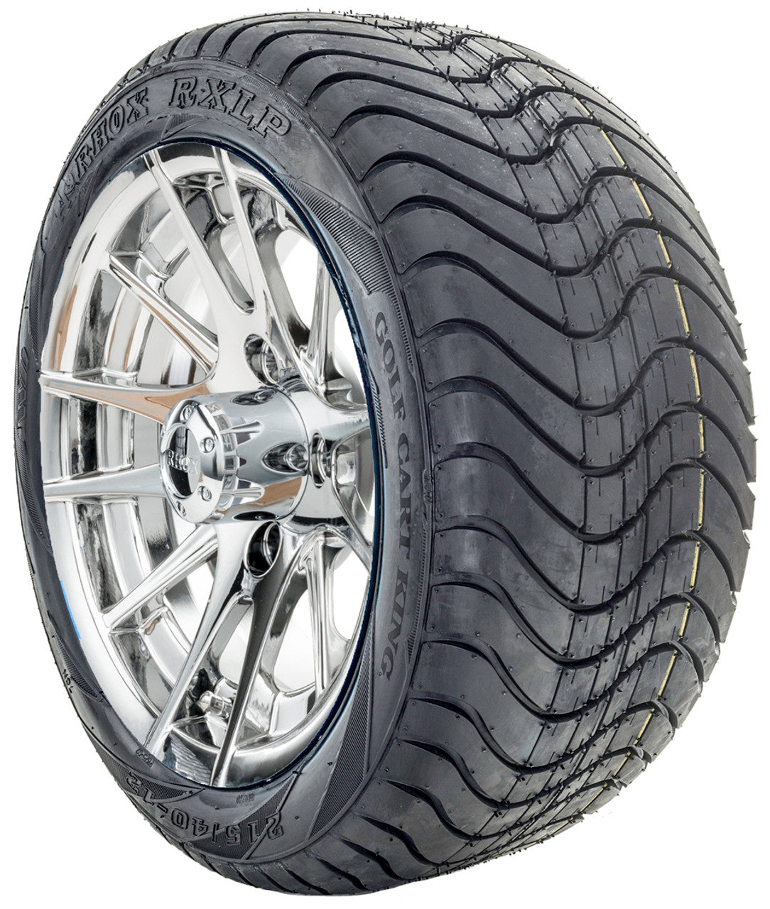 12" RHOX RX107 Chrome Wheels  ET-0 and LowPro Tires Combo