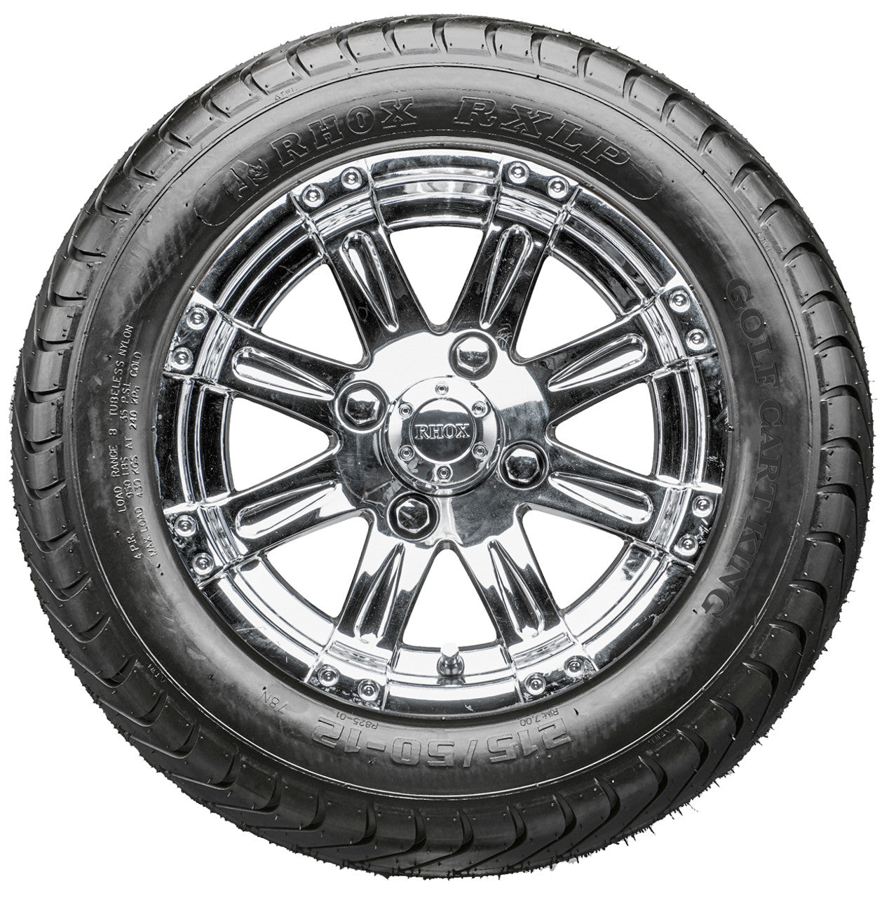 12" RHOX RX170 Chrome Wheels  ET-0 and LowPro Tires Combo