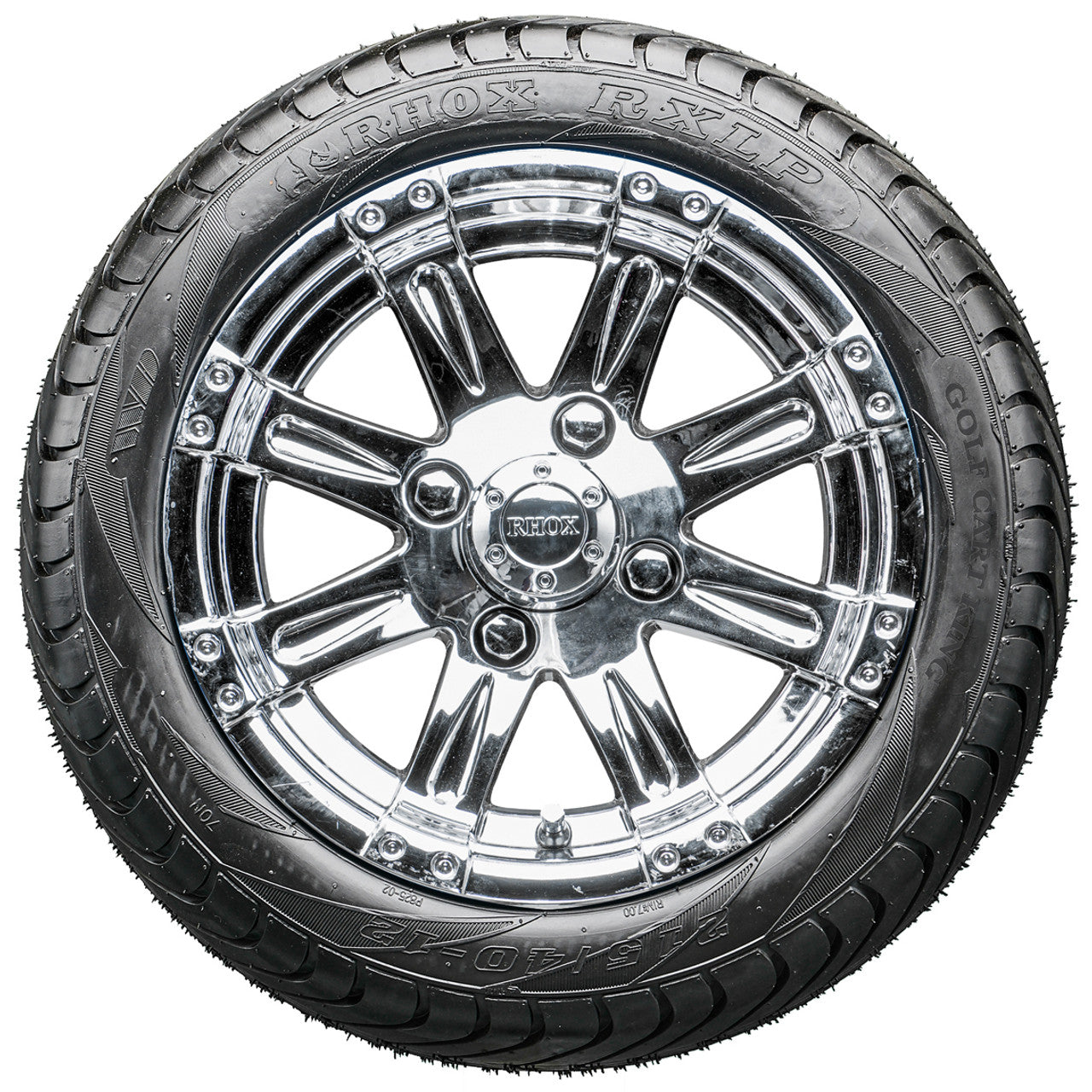 12" RHOX RX170 Chrome Wheels  ET-0 and LowPro Tires Combo