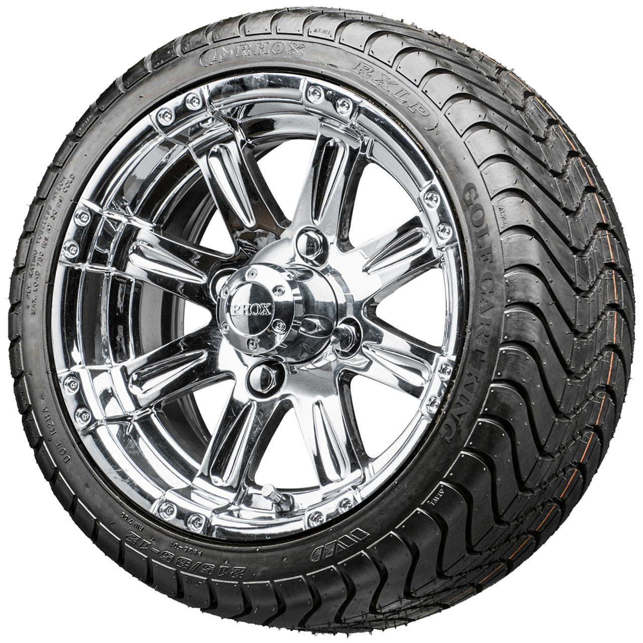 12" RHOX RX170 Chrome Wheels  ET-0 and LowPro Tires Combo