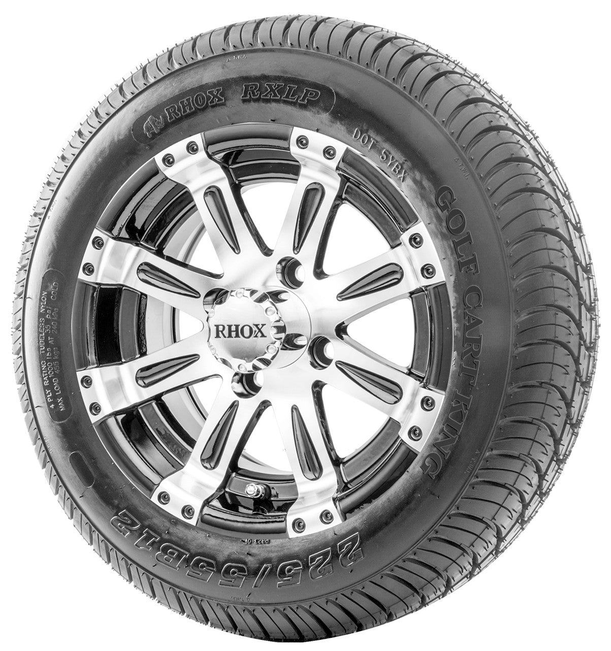 12" RHOX RX171 Machined Wheels  ET-0 and LowPro Tires Combo