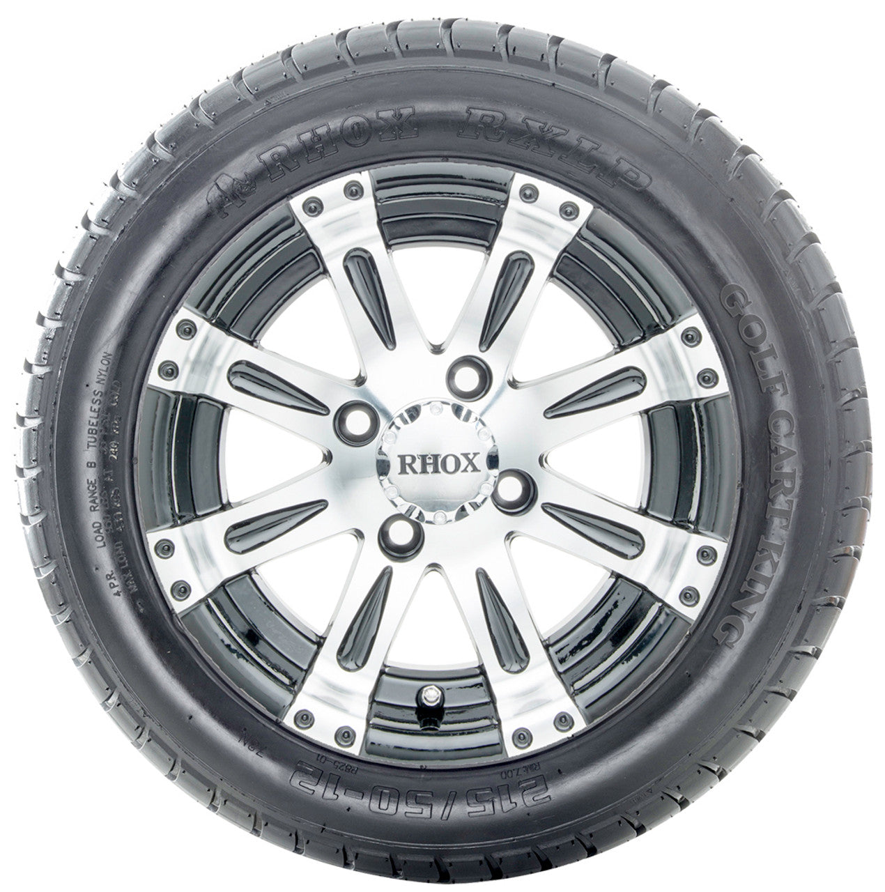 12" RHOX RX171 Machined Wheels  ET-0 and LowPro Tires Combo