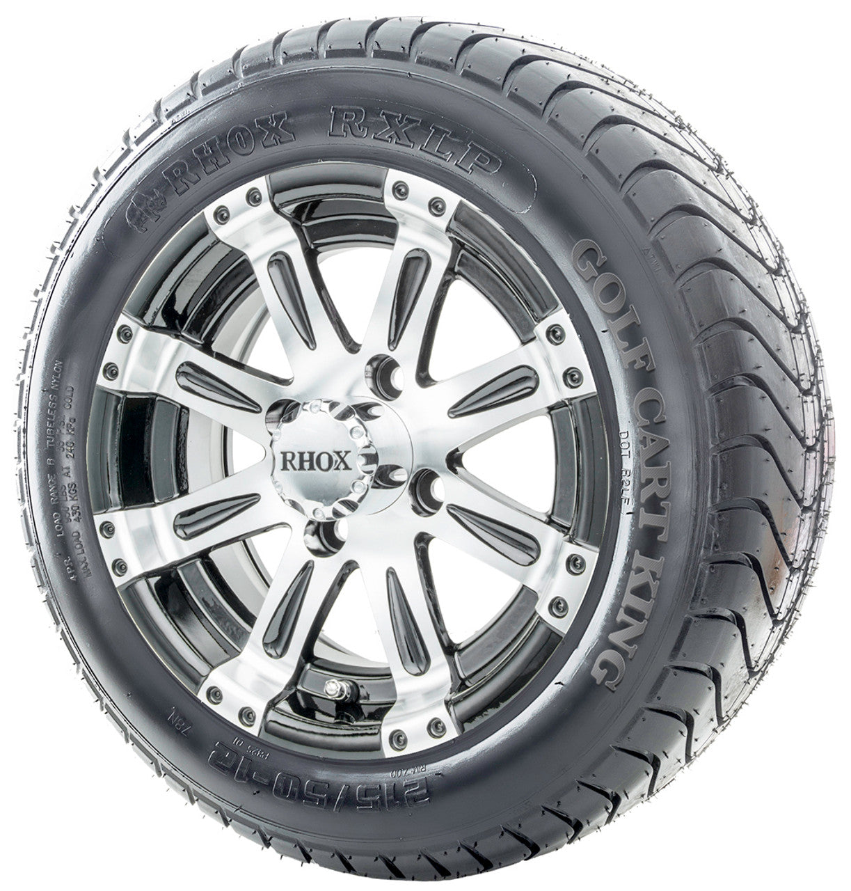 12" RHOX RX171 Machined Wheels  ET-0 and LowPro Tires Combo