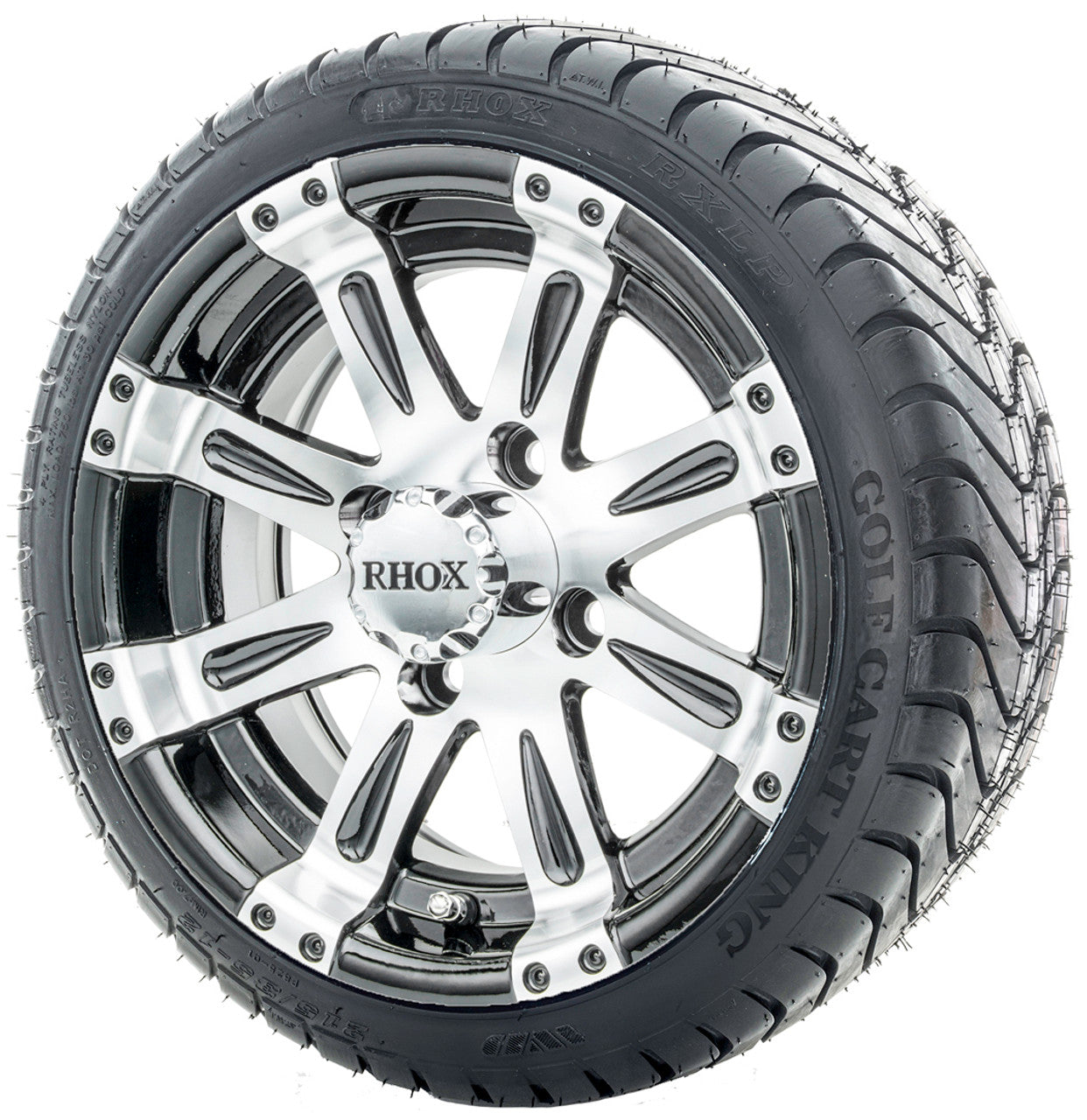 12" RHOX RX171 Machined Wheels  ET-0 and LowPro Tires Combo