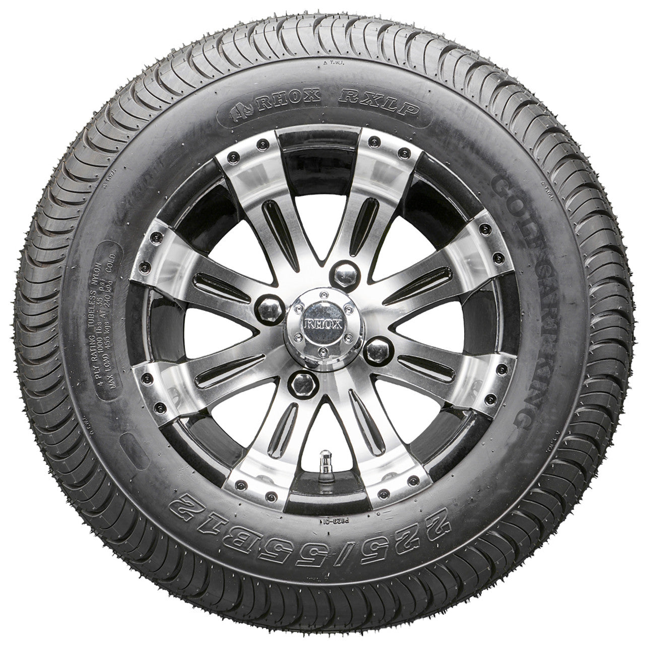 12" RHOX RX180 Machined Wheels and LowPro Tires Combo