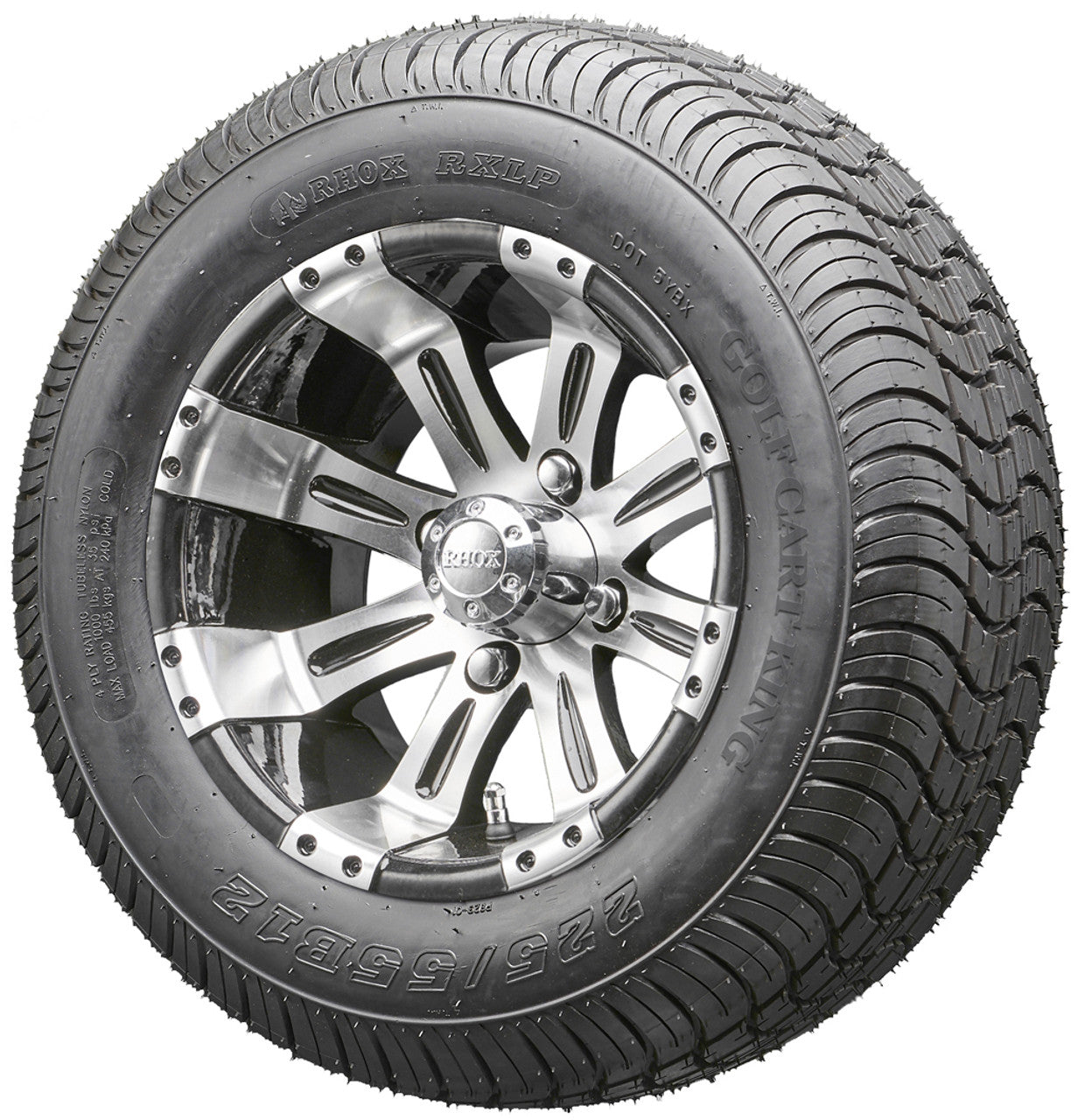 12" RHOX RX180 Machined Wheels and LowPro Tires Combo