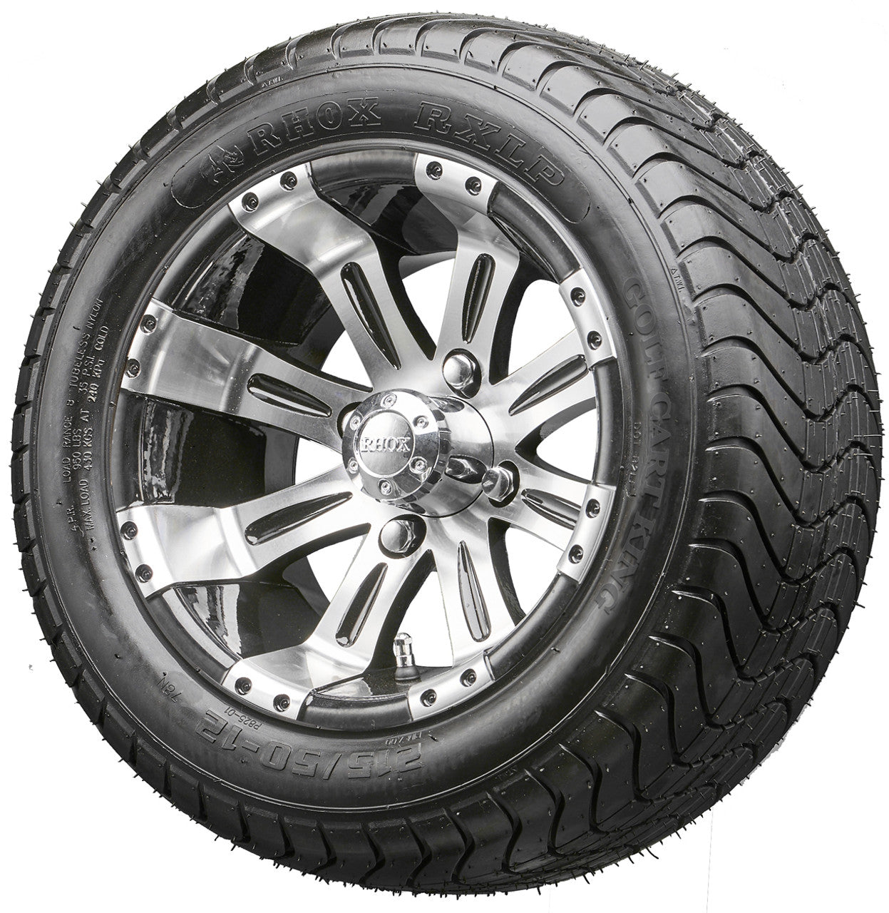 12" RHOX RX180 Machined Wheels and LowPro Tires Combo