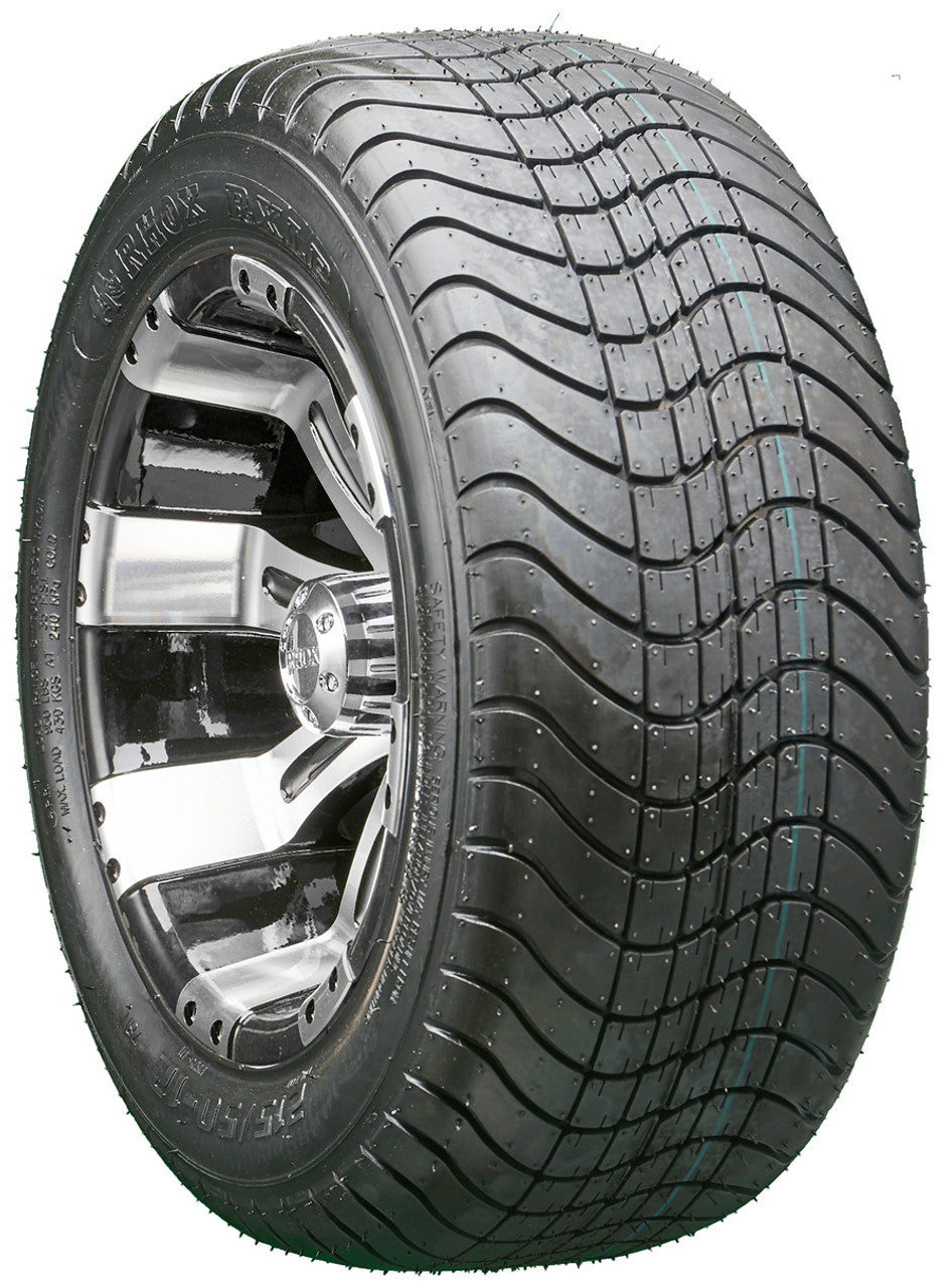 12" RHOX RX180 Machined Wheels and LowPro Tires Combo