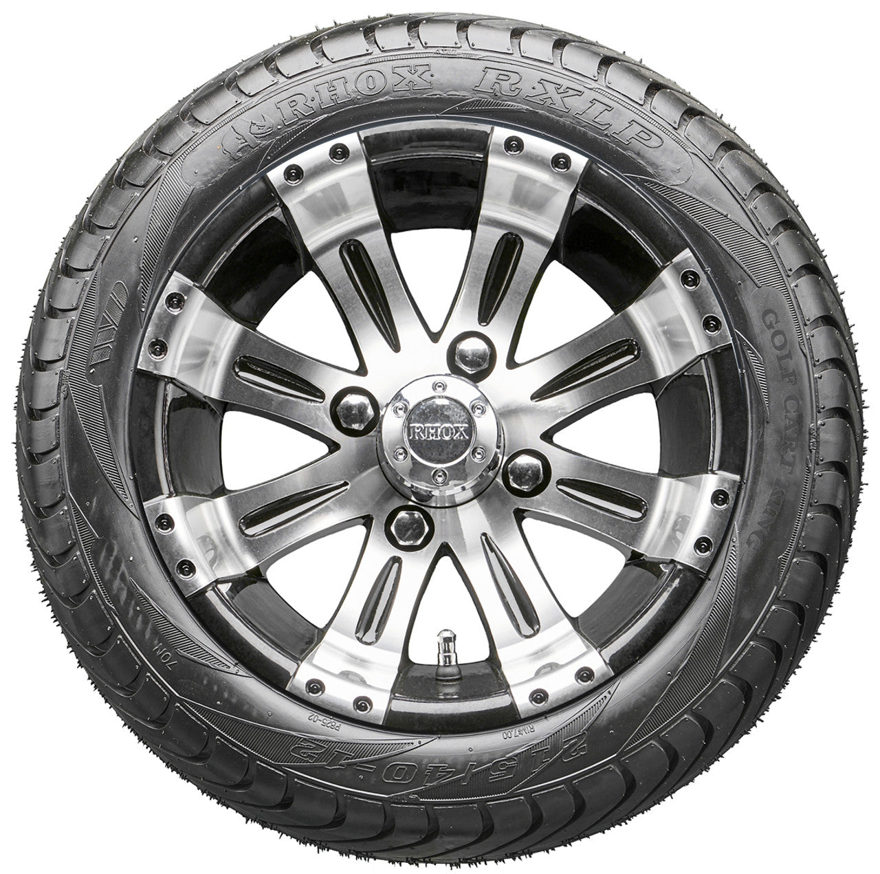 12" RHOX RX180 Machined Wheels and LowPro Tires Combo