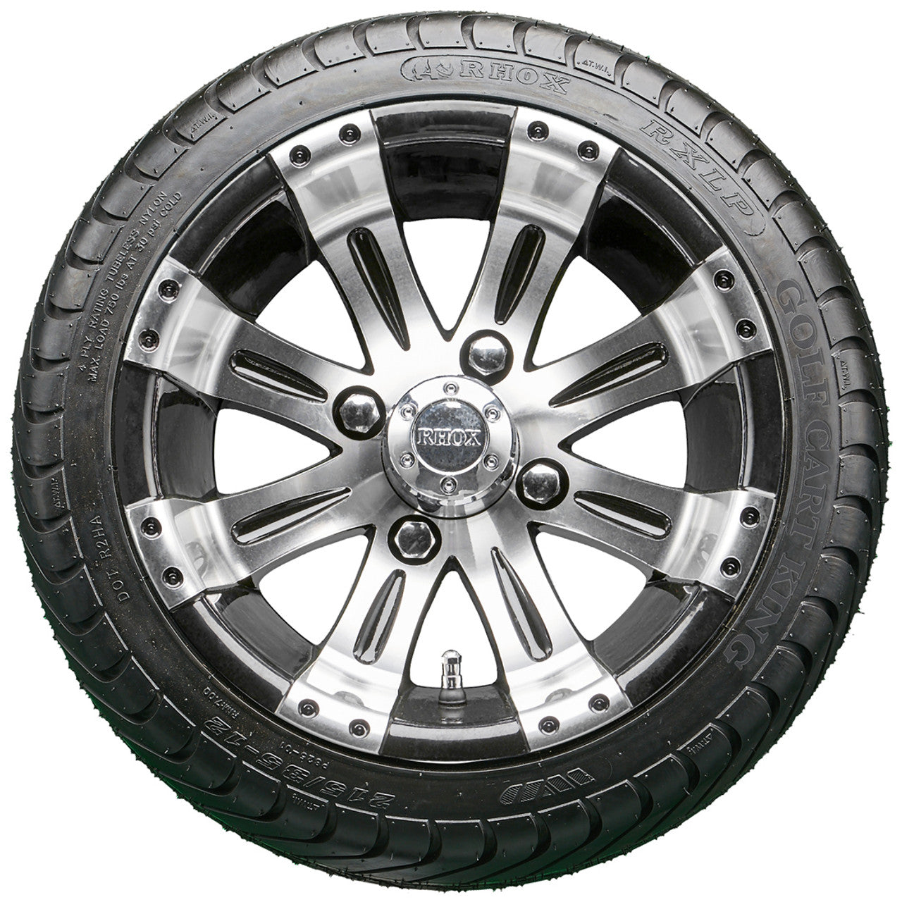 12" RHOX RX180 Machined Wheels and LowPro Tires Combo