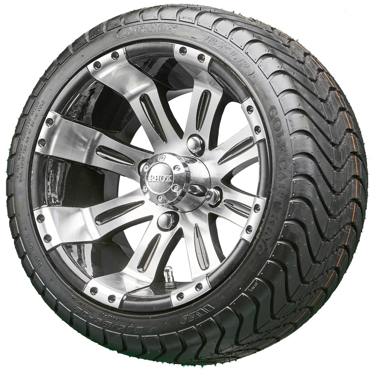12" RHOX RX180 Machined Wheels and LowPro Tires Combo