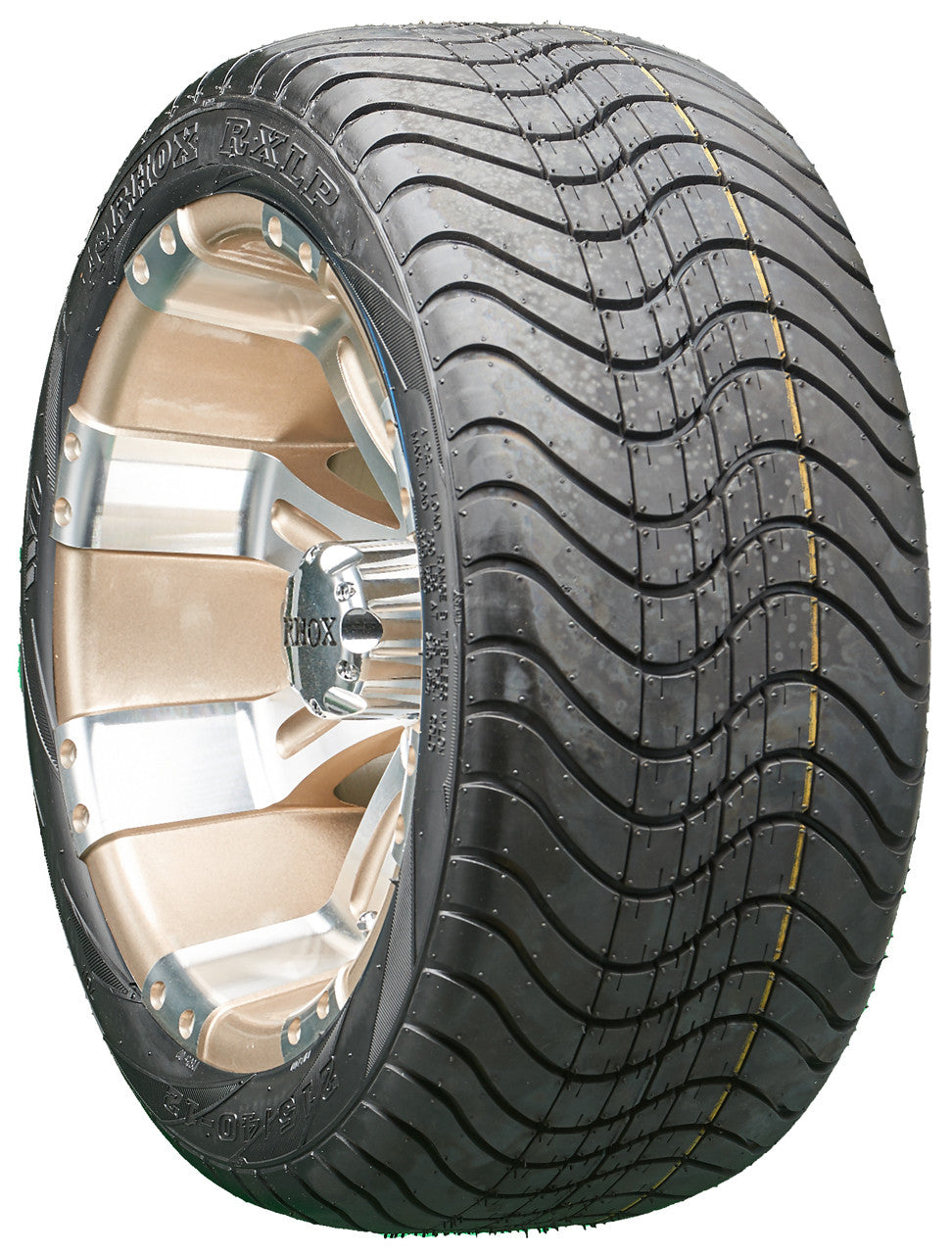 12" RHOX RX181 Machined/Pearl  Wheels and LowPro Tires Combo