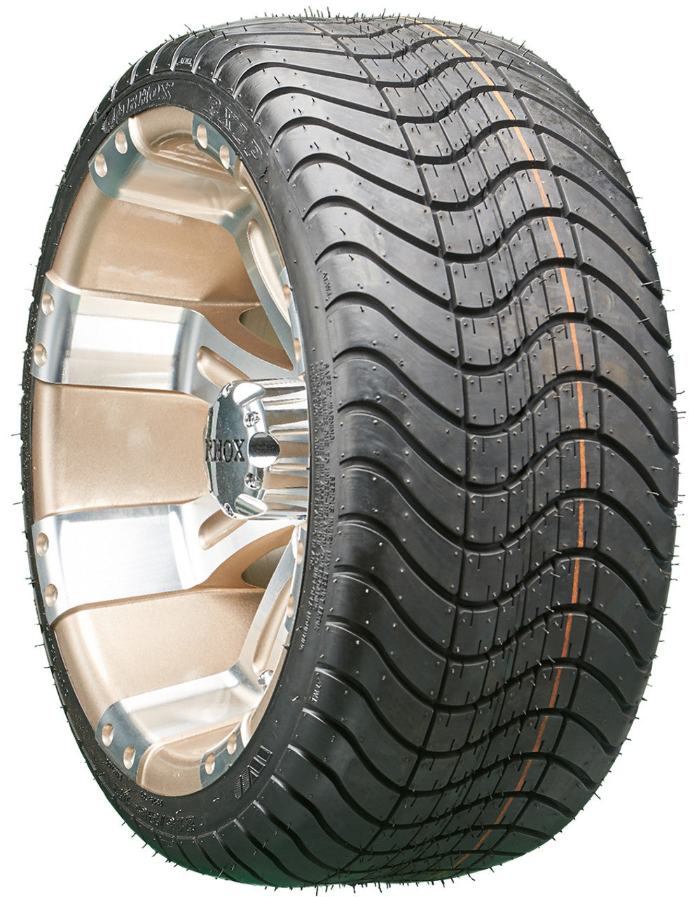 12" RHOX RX181 Machined/Pearl  Wheels and LowPro Tires Combo