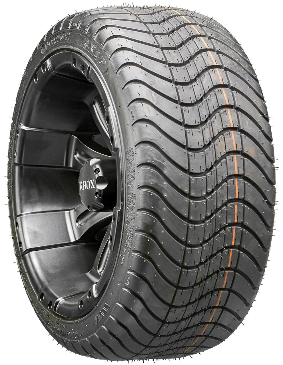 12" RHOX RX184 Black Wheels and LowPro Tires Combo