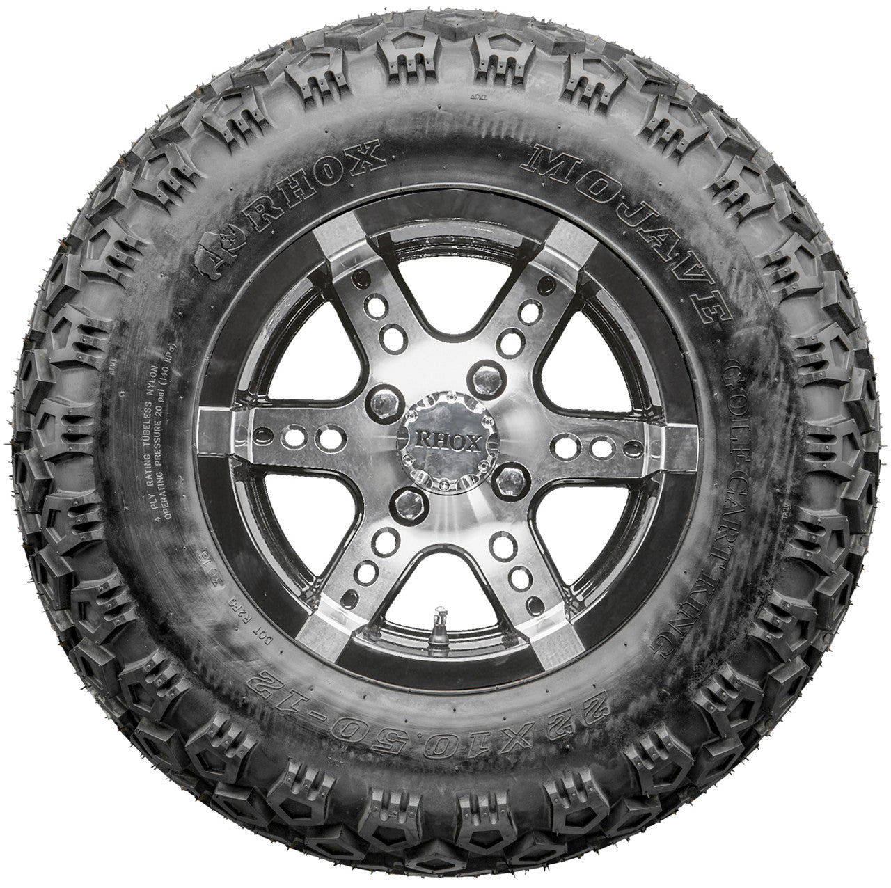 Golf Cart Wheels and Tires - RHOX RX250 Machined 12" - All-Terrain