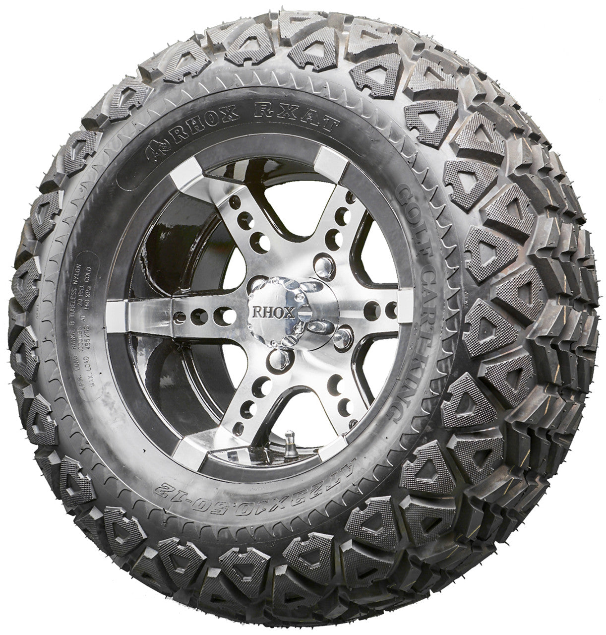 Golf Cart Wheels and Tires - RHOX RX250 Machined 12" - All-Terrain