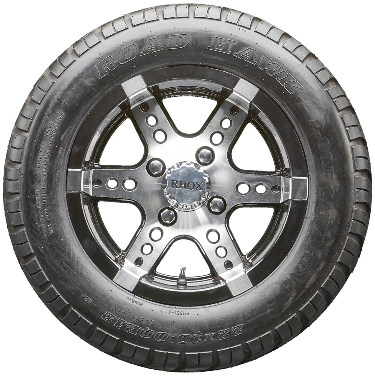 Golf Cart Wheels and Tires - RHOX RX250 Machined 12" - All-Terrain