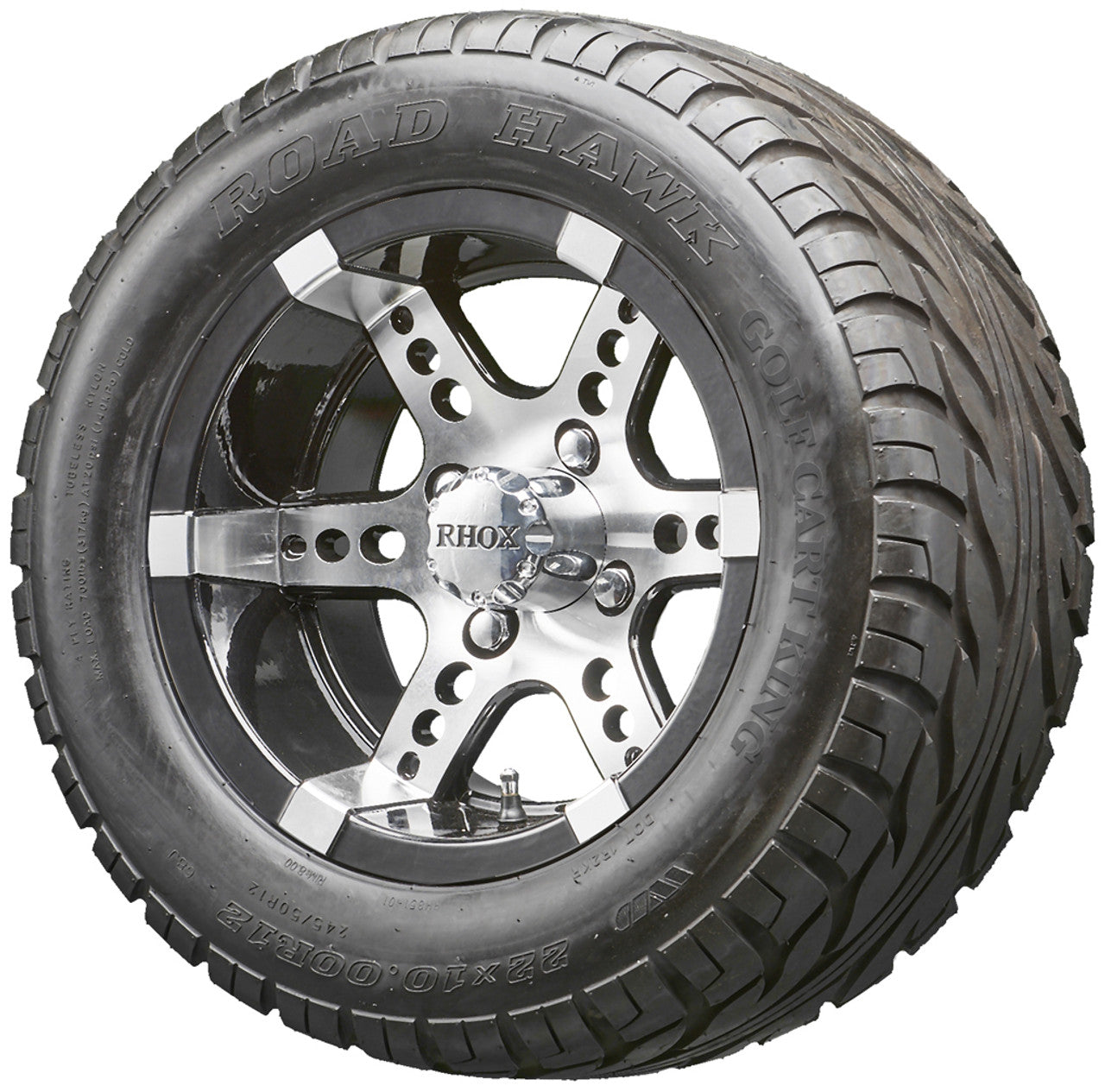 Golf Cart Wheels and Tires - RHOX RX250 Machined 12" - All-Terrain