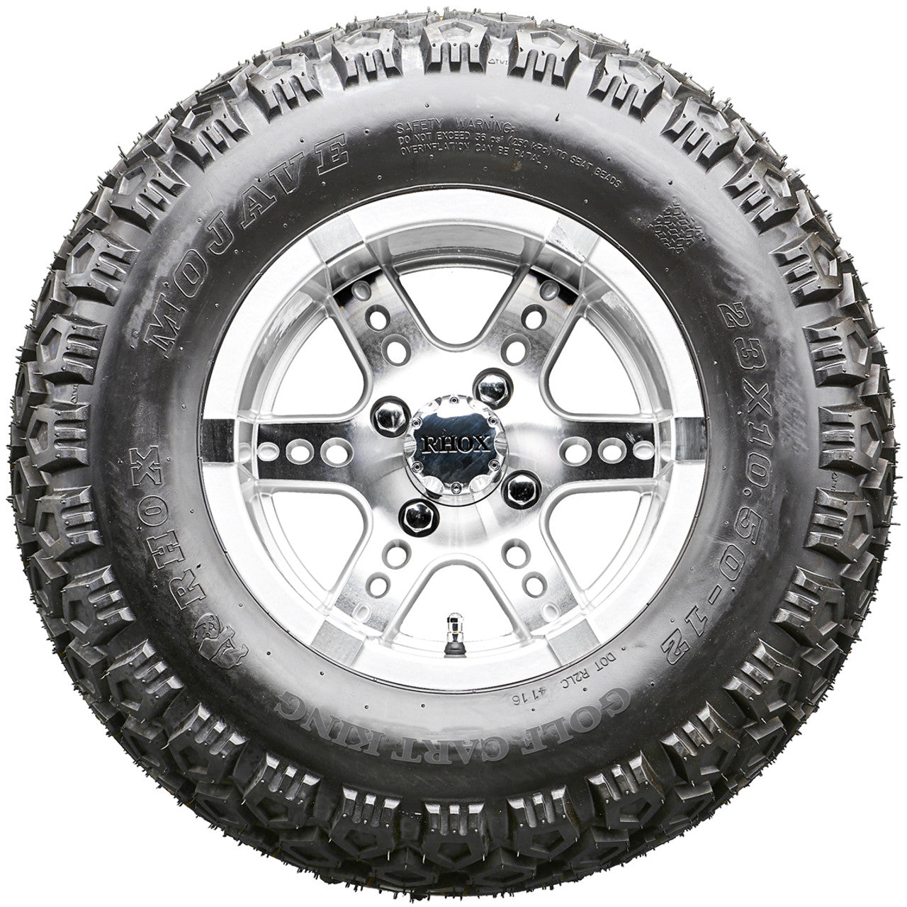 Golf Cart Wheels and Tires - RHOX RX251 Machined/Silver 12" - All-Terrain