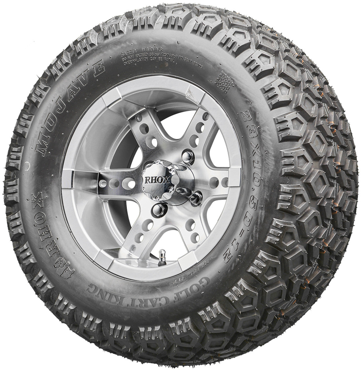 Golf Cart Wheels and Tires - RHOX RX251 Machined/Silver 12" - All-Terrain