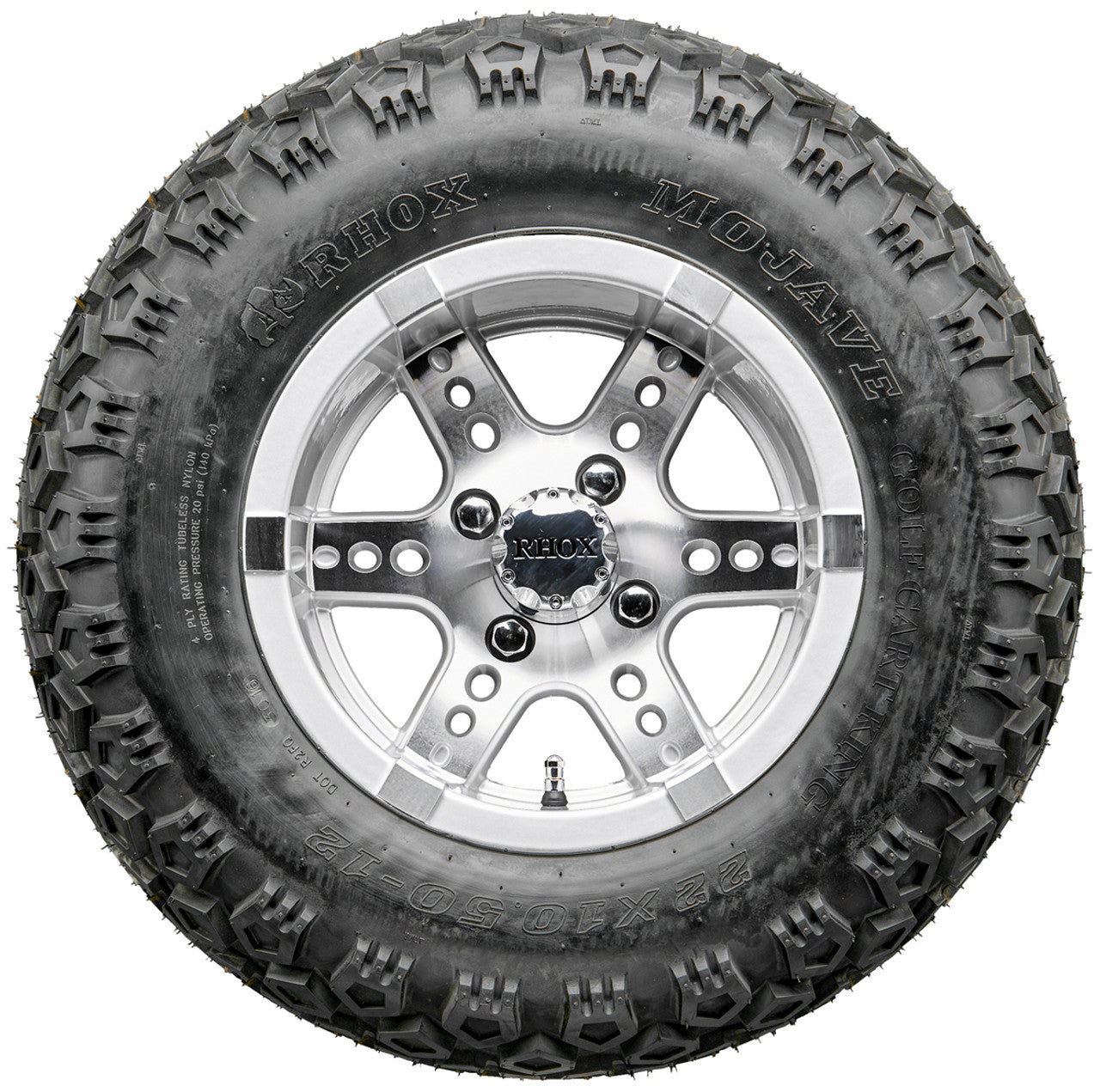 Golf Cart Wheels and Tires - RHOX RX251 Machined/Silver 12" - All-Terrain
