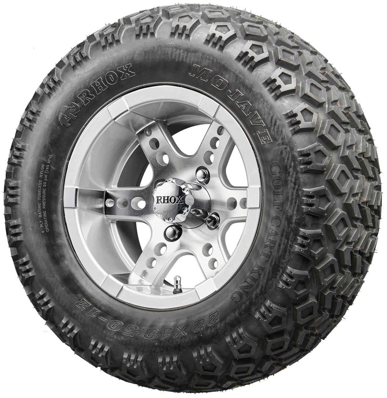 Golf Cart Wheels and Tires - RHOX RX251 Machined/Silver 12" - All-Terrain