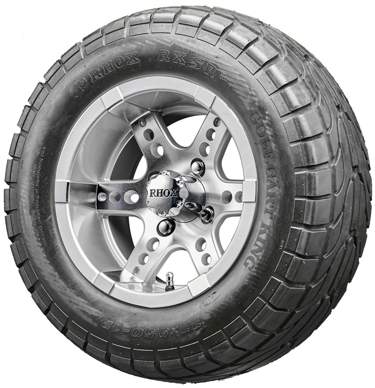 Golf Cart Wheels and Tires - RHOX RX251 Machined/Silver 12" - All-Terrain