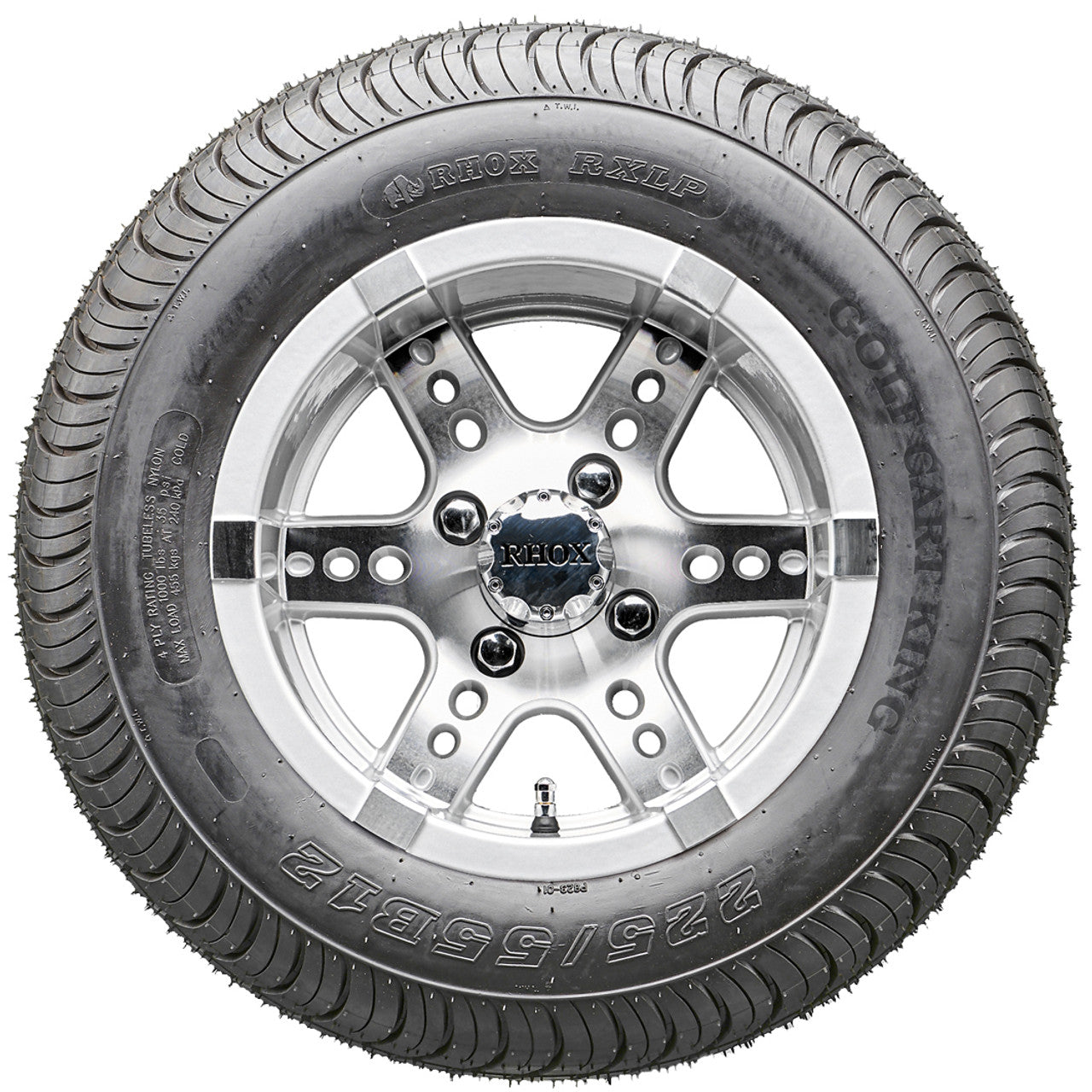 12" RHOX RX251 Machined Wheels and LowPro Tires Combo