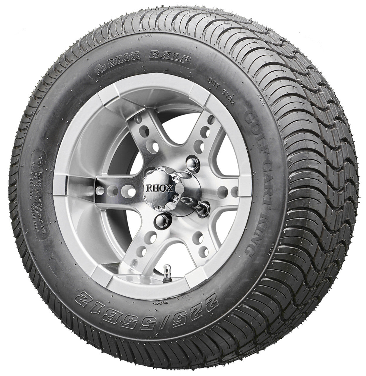 12" RHOX RX251 Machined Wheels and LowPro Tires Combo