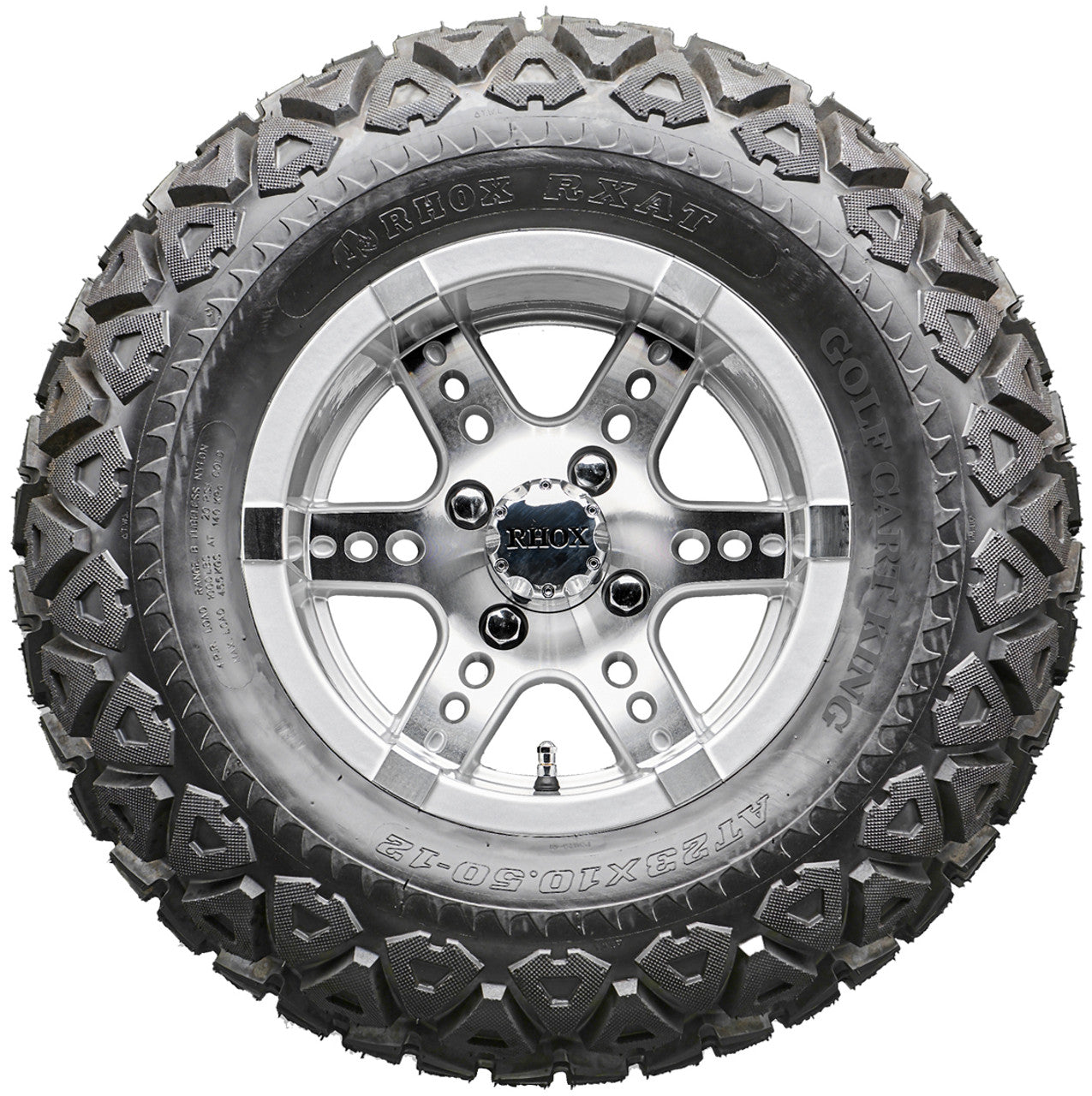 Golf Cart Wheels and Tires - RHOX RX251 Machined/Silver 12" - All-Terrain