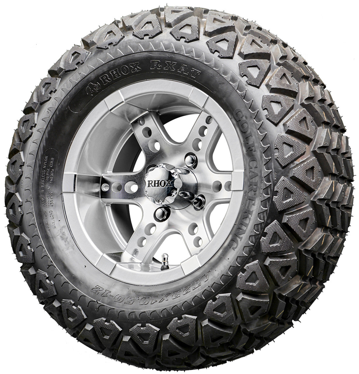 Golf Cart Wheels and Tires - RHOX RX251 Machined/Silver 12" - All-Terrain