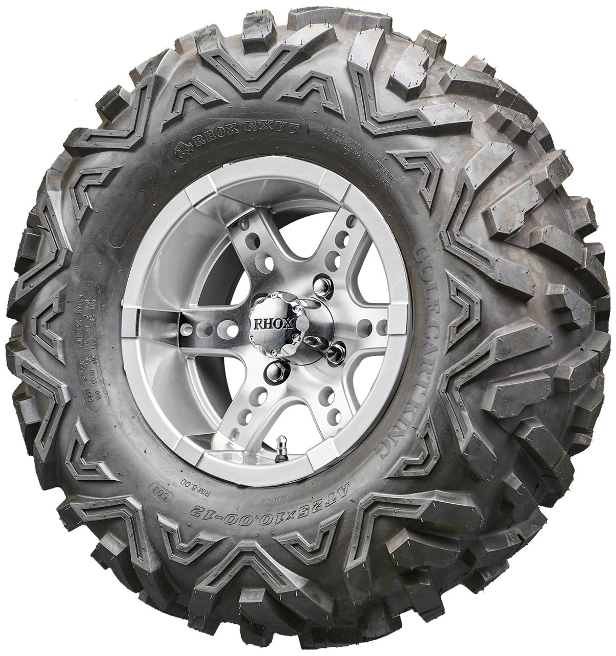 Golf Cart Wheels and Tires - RHOX RX251 Machined/Silver 12" - All-Terrain