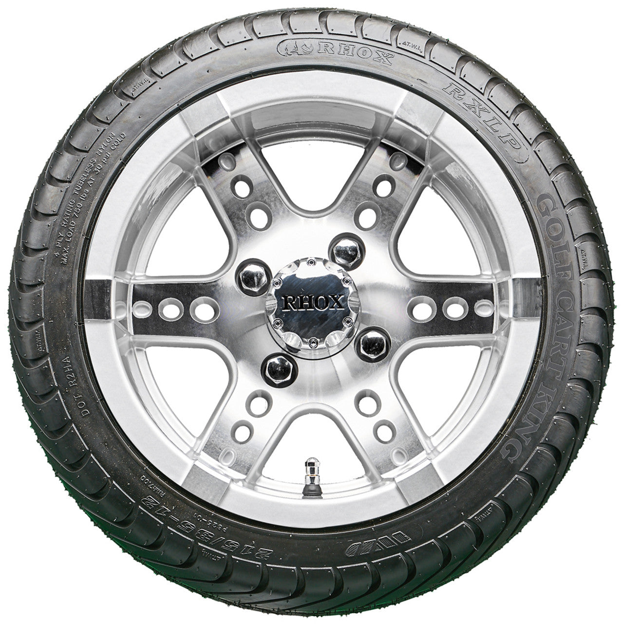 12" RHOX RX251 Machined Wheels and LowPro Tires Combo