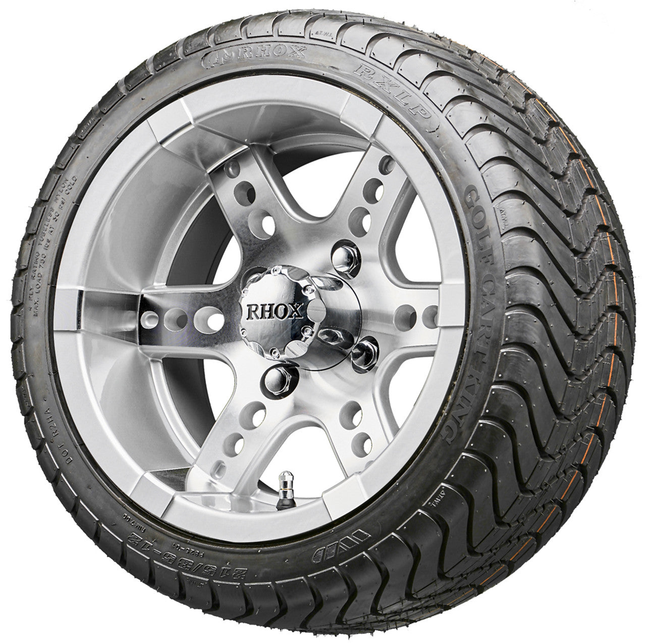 12" RHOX RX251 Machined Wheels and LowPro Tires Combo