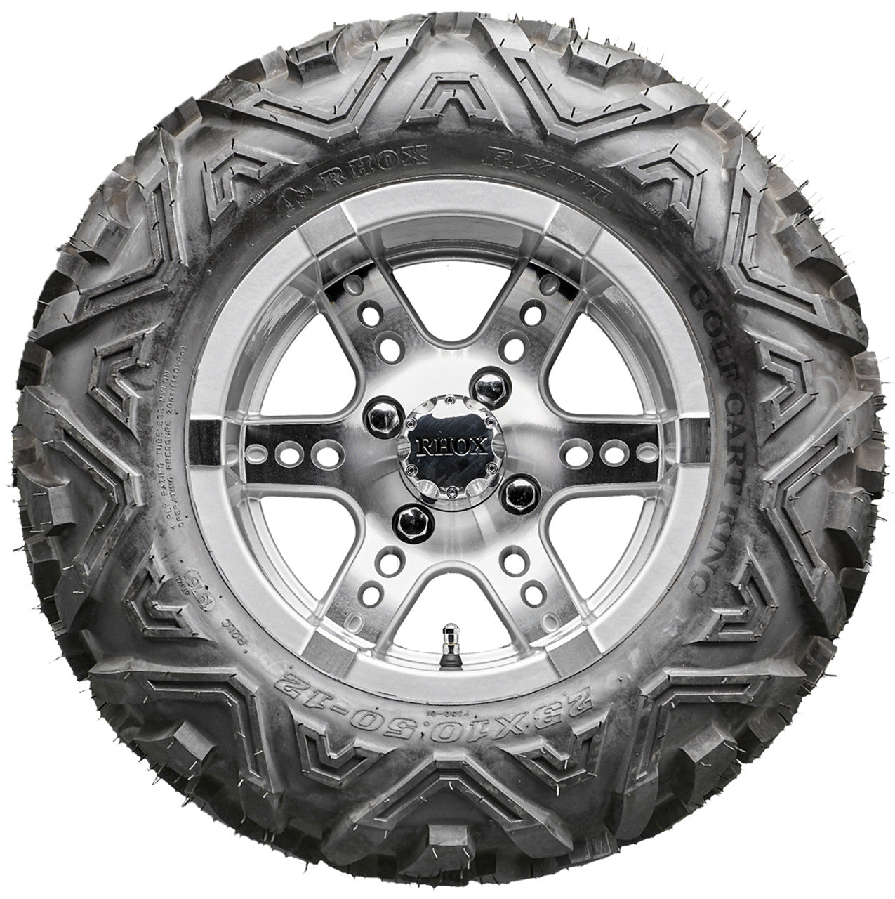 Golf Cart Wheels and Tires - RHOX RX251 Machined/Silver 12" - All-Terrain