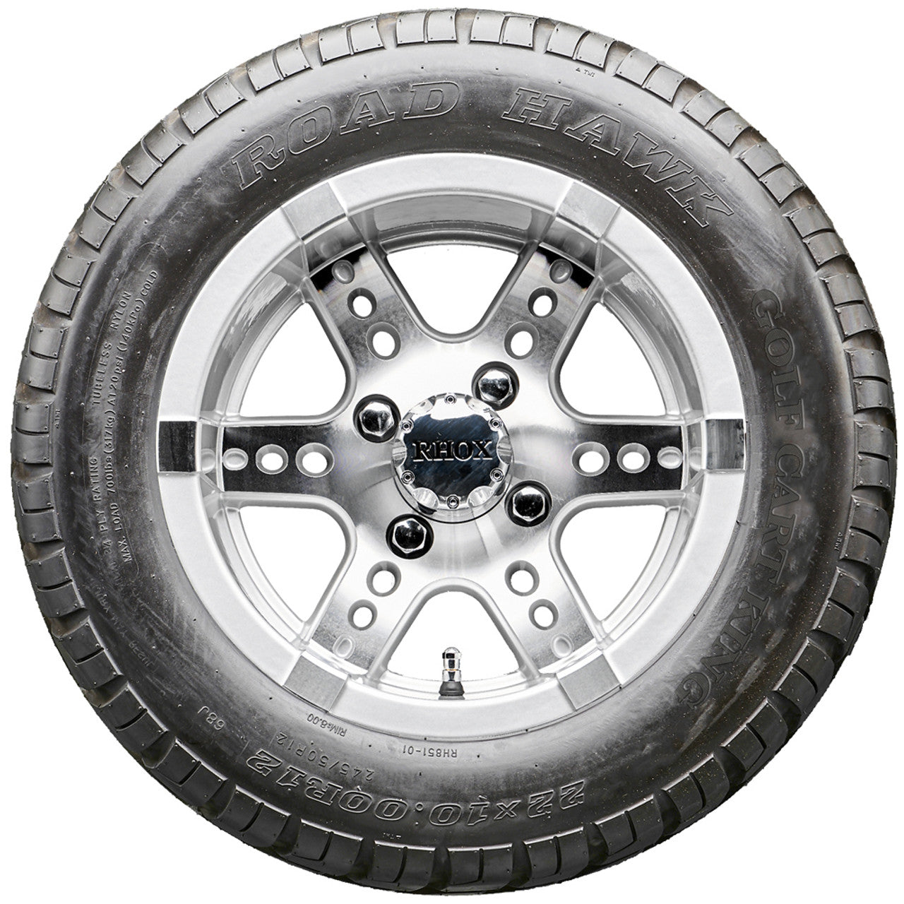 Golf Cart Wheels and Tires - RHOX RX251 Machined/Silver 12" - All-Terrain