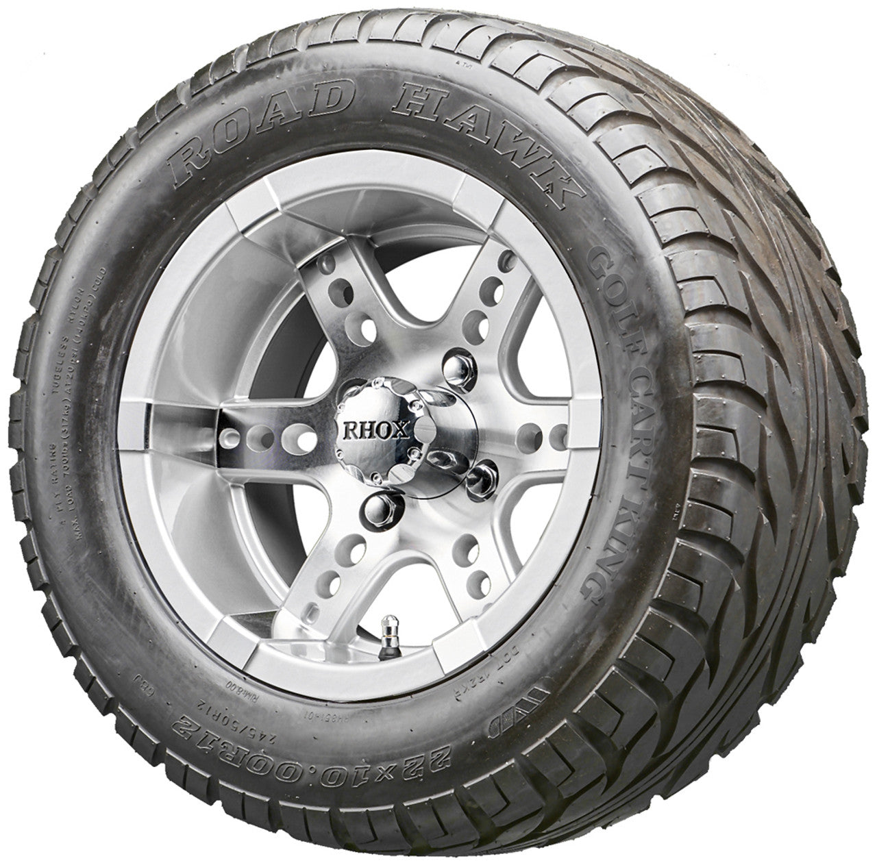 Golf Cart Wheels and Tires - RHOX RX251 Machined/Silver 12" - All-Terrain