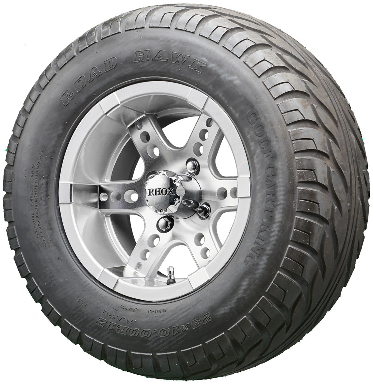 Golf Cart Wheels and Tires - RHOX RX251 Machined/Silver 12" - All-Terrain