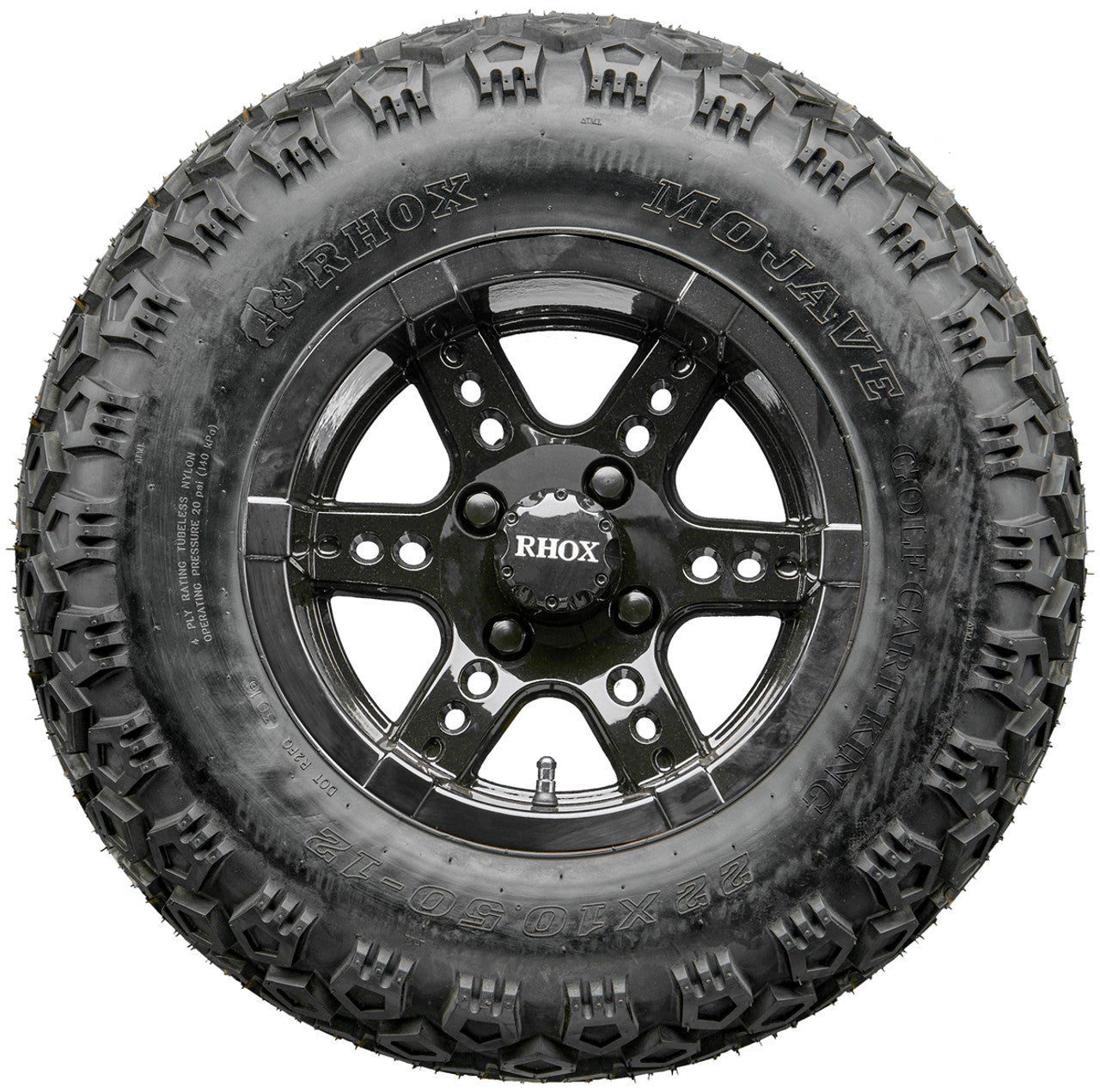Golf Cart Wheels and Tires - RHOX RX252 Black 12" - All-Terrain