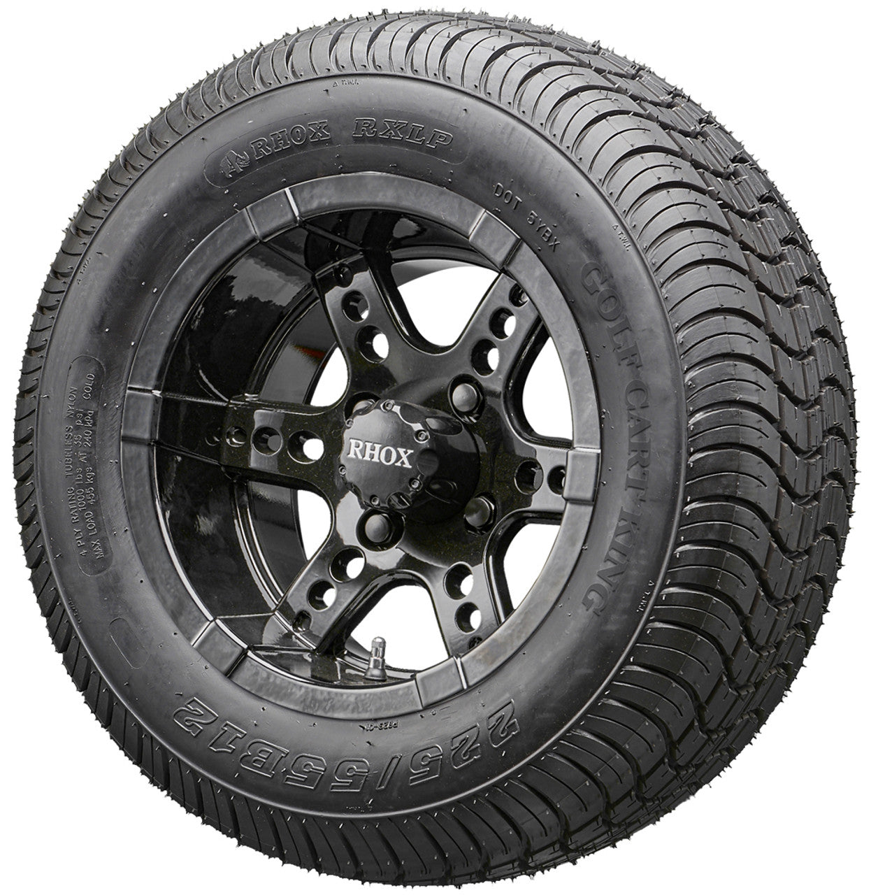 12" RHOX RX252 Black Wheels and LowPro Tires Combo